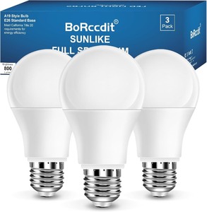 lot 12420 image: BoRccdit LED Light Bulbs 9W Full Spectrum E26 Standard Base 3 Pack