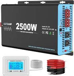 2500W Pure Sine Wave Power Inverter 12V to 110V AC Converter