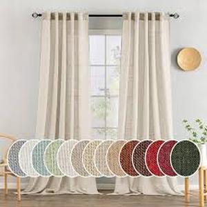 lot 20411 image: MIULEE Linen Blend Curtains 34482 (Beige)