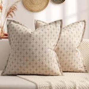 lot 20434 image: ZWJD Cross Pattern Linen Fabric Pillow Cases 2 PCs