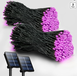 lot 12415 image: Solar Powered LED String Lights 2 Pack For Decoration (Pink)