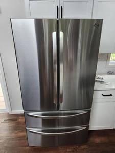 lot 97 image: LG French Door Counter Depth Refrigerator Stainless Steel - Retails Over $2K