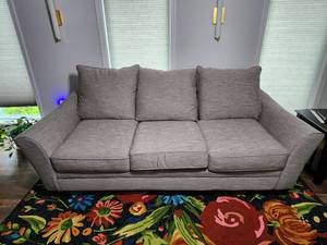 lot 101 image: Gray Fabric 3-Seat Sofa