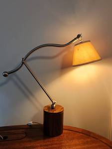 lot 103 image: Adjustable Task Desk Lamp with Wood Base