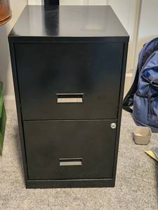 lot 105 image: Black 2-Drawer Filing Cabinet