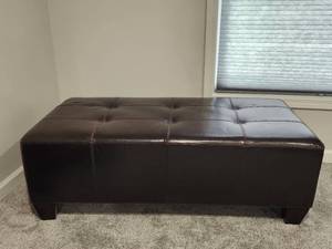 lot 117 image: Brown Faux Leather Ottoman Bench