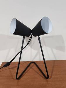 lot 129 image: Mid-Century Modern Black Metal Dual Desk Lamp