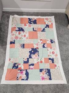 lot 137 image: Floral Patchwork Baby Quilt
