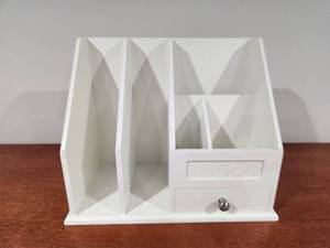 lot 200 image: White Wood Desktop File Organizer with Storage Drawer