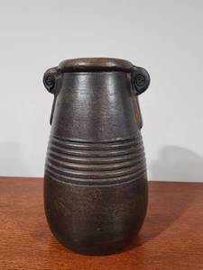 lot 203 image: Handcrafted Pottery Vase with Handles