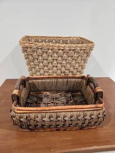 lot 227 image: Woven Wicker Storage Basket with Handles
