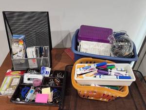 lot 240 image: Mixed Office Supply Bundle with Organizers and Stationery
