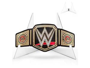 lot 37223 image: Championship Belt Display Stand for Heavy Duty Wrestling & Football Trophies - 9.8x9.8x4 Inch Acrylic Award Holder Base, No Assembly Required (Belt Not Included - Retail $20