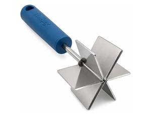 lot 37226 image: Stainless Steel Meat Chopper & Masher  6-Blade Ground Beef Chopper Tool  Hamburger Smasher  Oversized Ergonomic Handle  Soft Grip  Dishwasher Safe - 9 (Lagoon Blue) - Retail $18