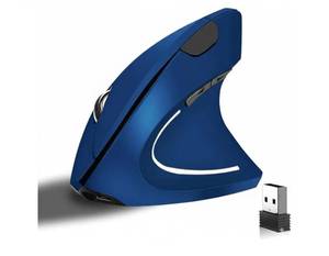 lot 37229 image: Ergonomic Vertical Wireless Mouse Stylish Rechargeable 2.4G Optical Mice Cordless Mouse with USB Receiver, 8001200 1600 DPI, 5 Buttons for Laptop,PC,Mac,Computer (Blue) - Retail $17