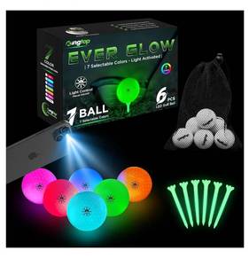 lot 37230 image: Glow in The Dark Golf Balls - Super Bright Light Up LED Golf Ball - with Glow Golf Tees and Storage Bag - Fun Night Golfing Gift for Men and Women  Backyard Putting Greens - Retail $27