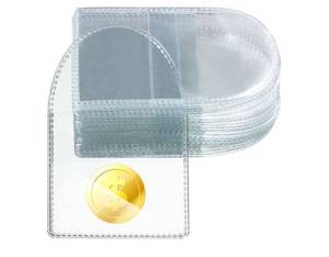 lot 37235 image: Fainne 50 Pcs 2.2 x 2.2 Inches Single Pocket Coin Sleeves Collector Individual Clear Plastic Sleeves Holder Small Plastic Coin Holder Pouch Single Protector for Jewelry Storage(Round) - Retail $7