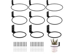 lot 37246 image: 9-Pack 468 Inch Flower Pot Holder Ring Wall Mounted Metal Flower Pot Hangers Wall Hanger Bracket Rings Black Planter Bracket for Home, Garden, Indoor Outdoor Pots - Retail $23