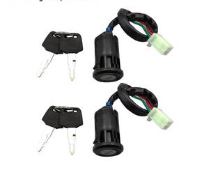 lot 37250 image: Ignition Switch for Chinese ATV, Key Ignition for Coolster Taotao Sunl Apollo, Key Switch with 4 Wire Replacement for 50cc 70cc 90cc 110cc 125cc Scooters and Dirt Bikes, Pack of 2pcs - Retail $9