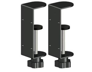 lot 37251 image: 2-Pack 1 Inch Heavy Duty Black C-Clamps for Desk & Table, 2.75-4 Inch Clamping Range, 2 Mounting Holes, Metal Workbench Clamps (4-IN) - Retail $15
