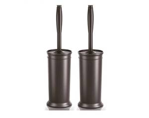 lot 37258 image: Toilet Brush and Holder 2 Pack, Toilet Bowl Brush with Extra Long Handle, Toilet Scrubber and Covered Holder, Toilet Brushes for Bathroom-Space Saving, Covered Brush, Durable, Deep Cleaning(Bronze) - Retail $20