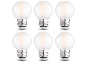 lot 37269 image: Frosted G16.5 Led Bulb, Matt Vanity Globe Light Bulbs, E26 Dimmable Globe Small Round Edison Light Bulbs, 6w 2700k Vintage LED Filament Edison Bulb - Retail $22