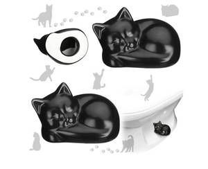 lot 37274 image: 2 Pack Toilet Bolt Covers Decorative Cat Toilet Bolt Screw Cover Caps Ceramic Cute Bathroom Decor Fun Themed Gadgets Replacement Parts(Black) - Retail $15