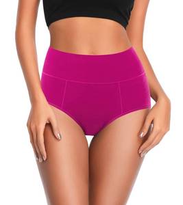 lot 37277 image: Womens High Waisted Cotton Underwear Breathable Soft Tummy Control Briefs Ladies Panties 5 Pack M - Retail $18
