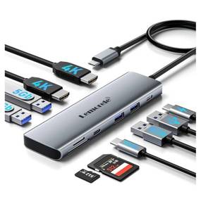 lot 37300 image: Laptop Docking Station Dual HDMI Monitor, 10 in 1 USB C Hub with 2 HDMI Ports, PD Charging, SDTF, 5 USB CA Ports, Laptop Docking Station for Dell XPSHPLenovoSurface(MacOS only Supports SST Mode) - Retail $27