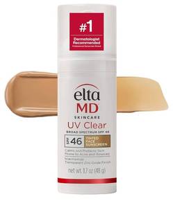 lot 37302 image: EltaMD UV Clear Tinted Sunscreen for Face, SPF 46 with Zinc Oxide, Oil-Free, Dermatologist Recommended, For Acne-Prone Sensitive Skin, 1.7 oz - Retail $38