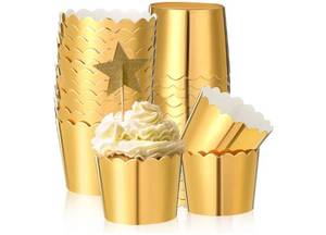lot 37305 image: 100 Pcs Graduation Cupcake Liners Cupcake Wrappers Foil Baking Cups Sturdy Muffin Baking Cups for Class of 2026 Wedding Birthday Grad Party Decoration, 1.97 x 1.77 Inch (Gold) - Retail $15
