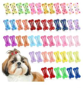 lot 37306 image: 50PCS Bone Hair Clips, 1 inch Girl Dog Pin Colorful Pet Supplies Small Hair Clips for Dog Grooming Deals Apparel Girl Accessories para Perros Puppy Accessories - Retail $7