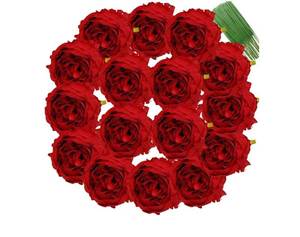 lot 37307 image: 25 Pcs Silk Peony Artificial Flower Heads 4 inch Fake Peony Flowers Heads with Stems Artificial Peony Flower Heads in Bulk Wholesale for Wedding Home Decor (Red) - Retail $20