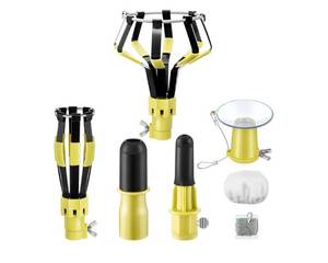 lot 37315 image: 4 Pieces Set Light Bulb Changer, Suction Cup and Cage Changer for Incandescent, Floodlight, Broken Bulb and Recessed Lights, Compatible with Standard Extension Pole, Pole Not Included (Yellow) - Retail $15