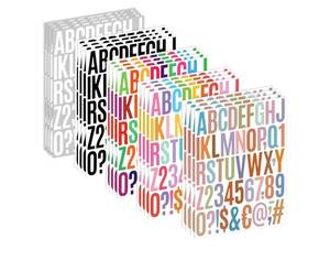 lot 37335 image: 11 Sheet Letter Sticker, 2 Inch Large Alphabet Stickers, Self Adhesive Vinyl Letter Stickers, Waterproof Alphabet & Number Sticker for Mailbox, Window, House Number Sign, Address Number (Multi Colored) - Retail $7