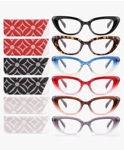 lot 37342 image: 6 Pack Cat Eye Reading Glasses for Women Fashion Cute Blue Light Blocking Computer Readers Spring Hinge - Retail $15