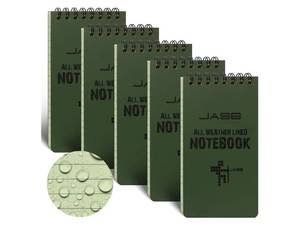 lot 37343 image: All-Weather Top-Spiral Notebook 3 x 5 Green Cover Waterproof Shower Aqua Notes Notepad Notebook(5 Pack) - Retail $10