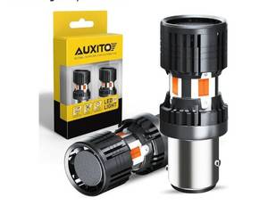 lot 37350 image: LED Bulbs Amber Yellow with Built-in Resistor 2057 2357 7528 BAY15D P215W Anti Hyper Flash Error Free Front Rear Turn Signal Lights Blinker Marker DRL Parking Lights, Pack of 2 - Retail $31