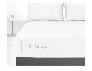 lot 37363 image: Sunflower Full Fitted Sheet, 1-Piece Extra Deep Pocket Fitted Bottom Sheet 22, 100% Cotton Sateen Soft Breathable, White - Retail $30