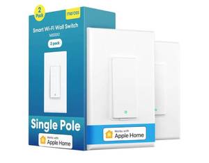 lot 37380 image: Meross Smart Light Switch Supports Apple Homekit, Siri, Alexa, Google Assistant & SmartThings, 2.4Ghz WiFi Light Switch, Neutral Wire Required, Single Pole, Remote Control Schedule, 2 Pack - Retail $30
