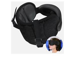 lot 37381 image: Travel Pillows for Airplanes, Airplane Pillow for Long Flight, Airplane Head Strap with Eye Mask for Sleep, Travel Neck Pillow for Car Road Trip, 360° Support Headrest, Stop Bobblehead, Black - Retail $20