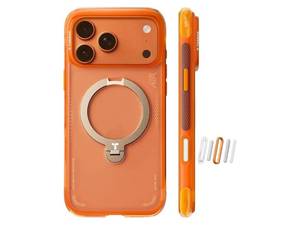lot 37392 image: iPhone 17 Pro Max Case with 360 Magnetic Stand, Fit for MagSafe, Mil-Grade Drop Tested, Camera Control Button, Shockproof Phone Case for iPhone 17 Pro Max 6.9, Horizon Orange - Retail $66