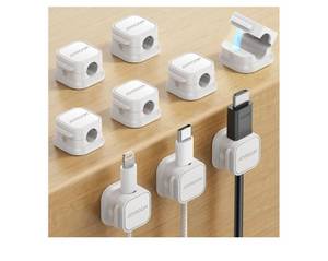 lot 37394 image: 9 Pack Magnetic Cable Clips Cable Smooth Adjustable Cord Holder, Under Desk Cable Management, JOYROOM Adhesive Wire Holder Keeper Organizer for Home Office Desk Phone Car Wall Desktop Nightstand - Retail $9