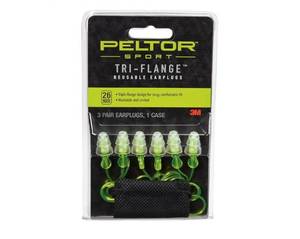lot 37397 image: Peltor Sport Tri-Flange Corded Reusable Earplugs, 3 Pair, Noise Reduction Rating (NRR) 26 dB, Comfortable Fit, Ideal For Range, Shooting & Hunting, Washable and Corded, Neon Yellow (97317-10C) - Retail $6