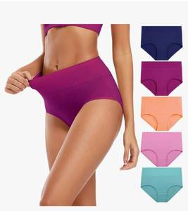 lot 37402 image: Womens Cotton Underwear High Waisted Full Coverage Ladies Panties (Regular & Plus Size) - Retail $23
