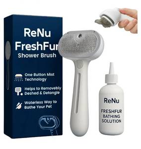 lot 37407 image: Bathing Solution, 3 in 1 Self Cleaning Steamy Pet Brushes, Dog Grooming Tool for Long & Short Hair, Removes Loose Hair Reduces Shedding (White) - Retail $16