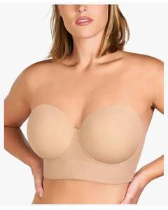 lot 37423 image: Strapless Bras for Women, Longline Corset for Large Bust Plus Size Supportive Bustier Minimizer Convertible Bandeau - Retail $47