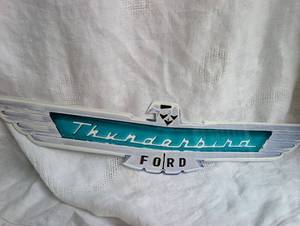 lot 505 image: Ford Thunderbird Chrome Metal Sign - 20 in