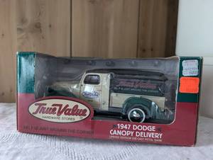 lot 1801 image: True Value Hardware 1947 Dodge Canopy Delivery Truck Die-Cast Bank