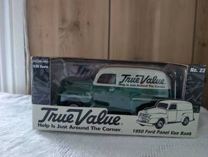 lot 1811 image: True Value 1950 Ford Panel Van Bank Die Cast Model 125 Scale